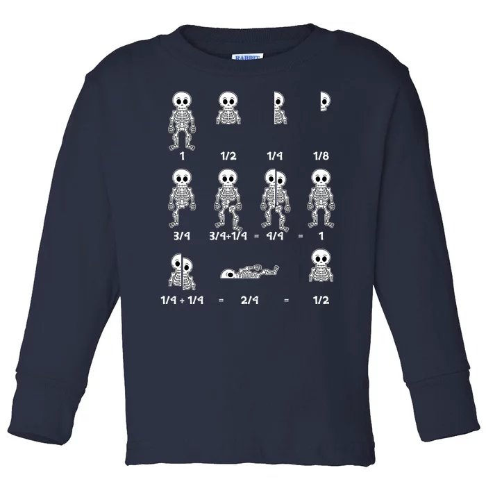 Funny Halloween Math Equations Skeletons Toddler Long Sleeve Shirt