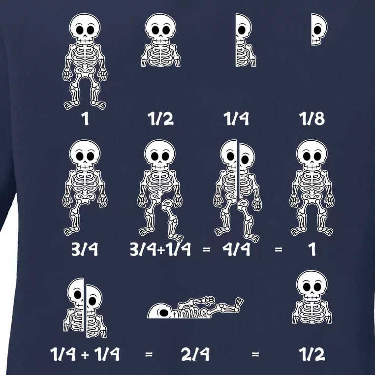 Funny Halloween Math Equations Skeletons Ladies Long Sleeve Shirt