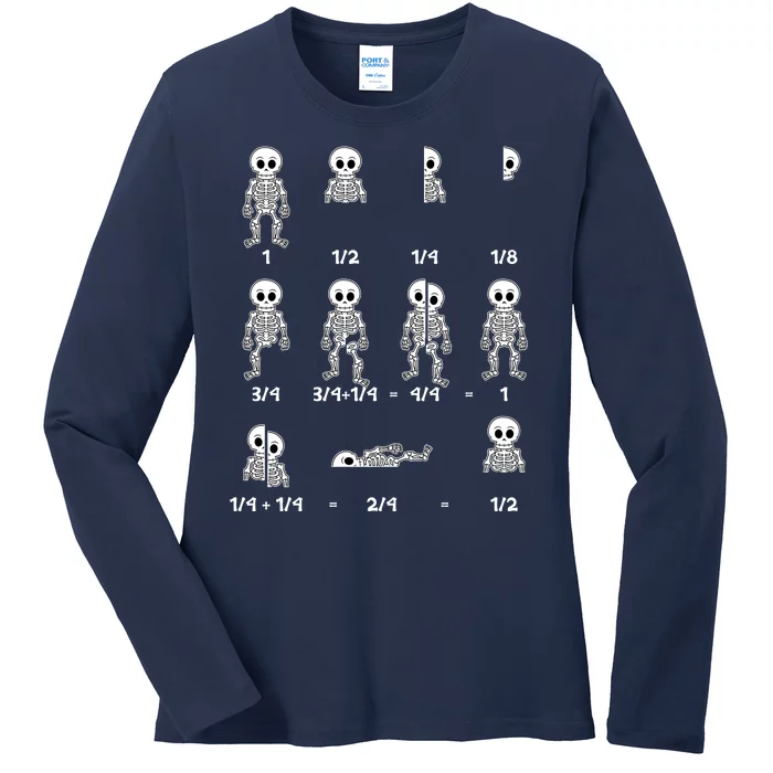 Funny Halloween Math Equations Skeletons Ladies Long Sleeve Shirt