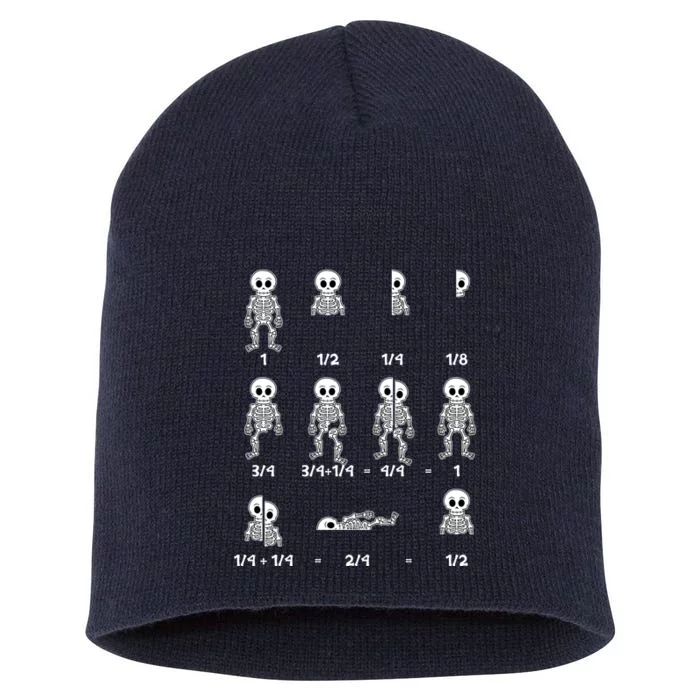 Funny Halloween Math Equations Skeletons Short Acrylic Beanie