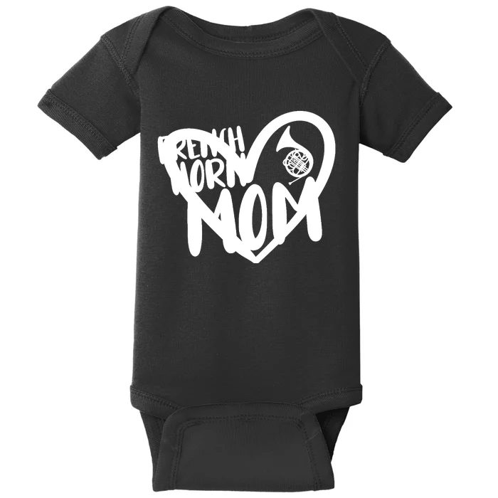 French Horn Mom Heart Funny French Horn Player Baby Bodysuit