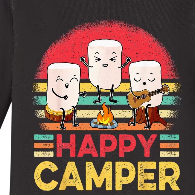 Funny Happy Marshmallow Camper Cute For Kids Women Men Baby Long Sleeve Bodysuit