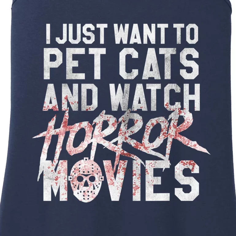 Funny Horror Movie Fan Halloween Cat Lover Gift Ladies Essential Tank