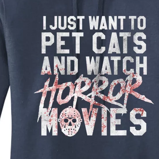 Funny Horror Movie Fan Halloween Cat Lover Gift Women's Pullover Hoodie