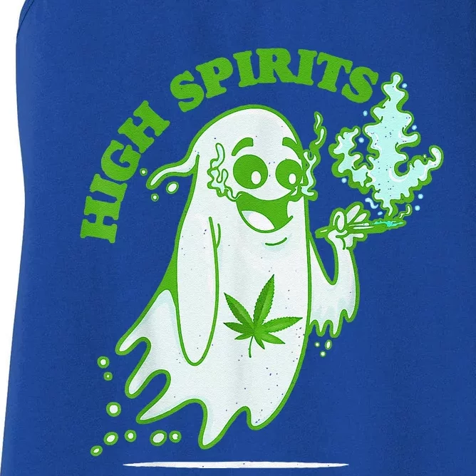 Funny Halloween Marijuana Cannabis Ghost Design Weed Smokers Women's Racerback Tank