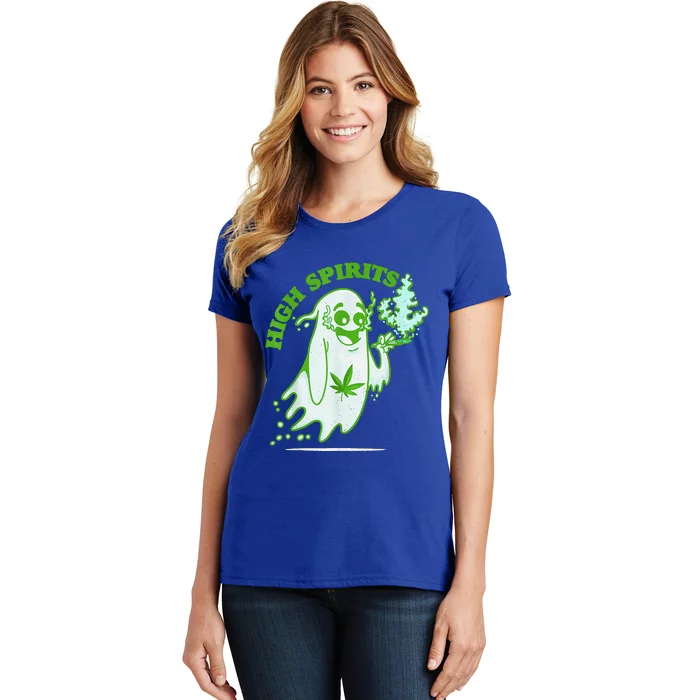 Funny Halloween Marijuana Cannabis Ghost Design Weed Smokers Women's T-Shirt