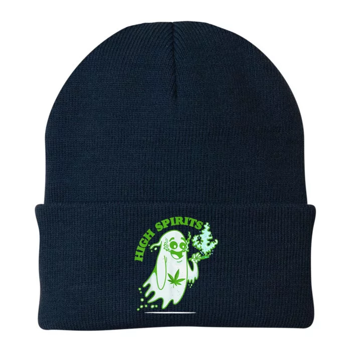 Funny Halloween Marijuana Cannabis Ghost Design Weed Smokers Knit Cap Winter Beanie