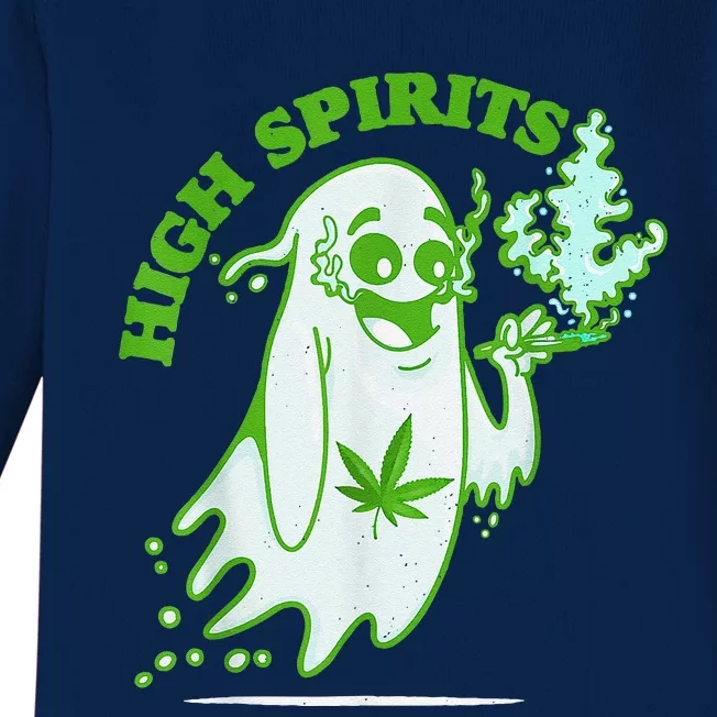 Funny Halloween Marijuana Cannabis Ghost Design Weed Smokers Baby Long Sleeve Bodysuit