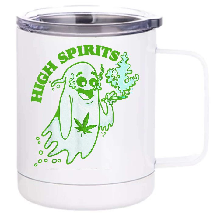 Funny Halloween Marijuana Cannabis Ghost Design Weed Smokers Front & Back 12oz Stainless Steel Tumbler Cup