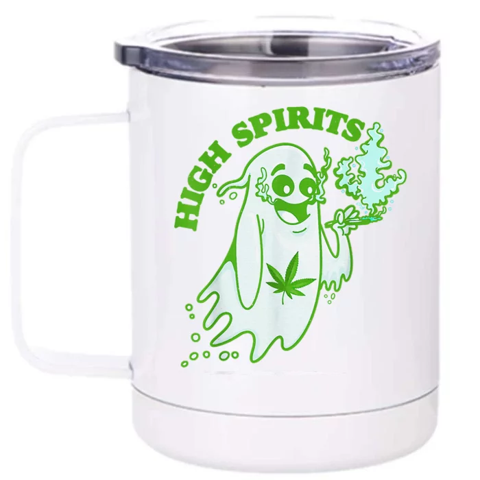 Funny Halloween Marijuana Cannabis Ghost Design Weed Smokers Front & Back 12oz Stainless Steel Tumbler Cup