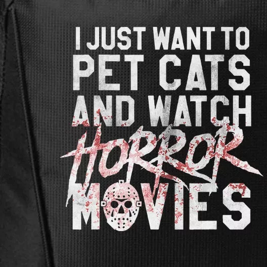 Funny Horror Movie Fan Halloween Cat Lover Gift City Backpack