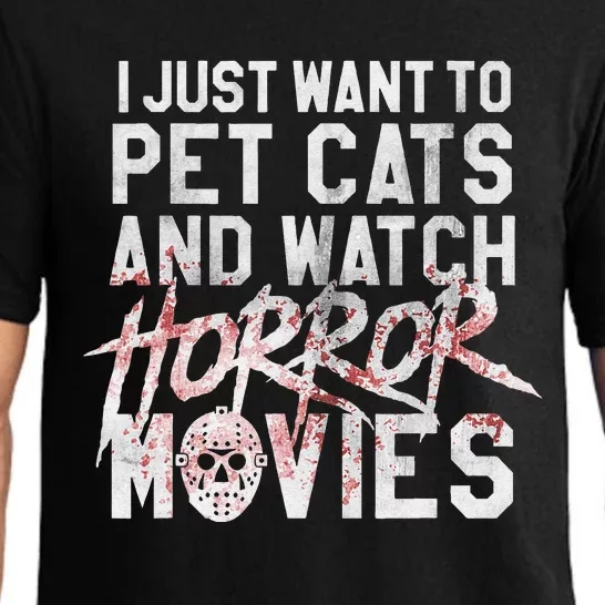 Funny Horror Movie Fan Halloween Cat Lover Gift Pajama Set