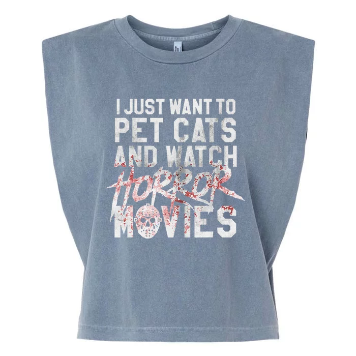 Funny Horror Movie Fan Halloween Cat Lover Gift Garment-Dyed Women's Muscle Tee