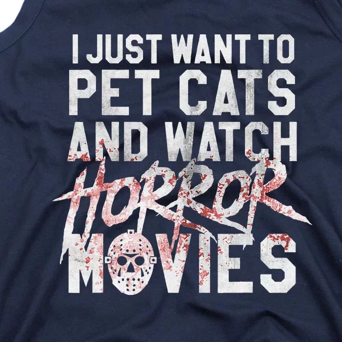 Funny Horror Movie Fan Halloween Cat Lover Gift Tank Top