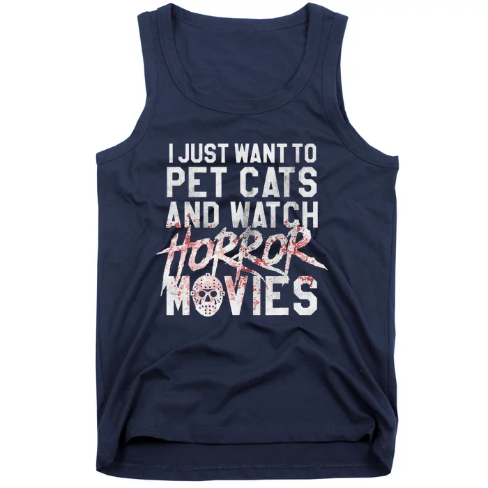 Funny Horror Movie Fan Halloween Cat Lover Gift Tank Top