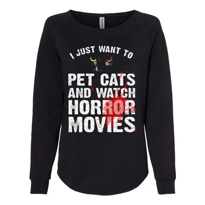 Funny Horror Movie For Women Cat Lover Halloween Movie Womens California Wash Sweatshirt