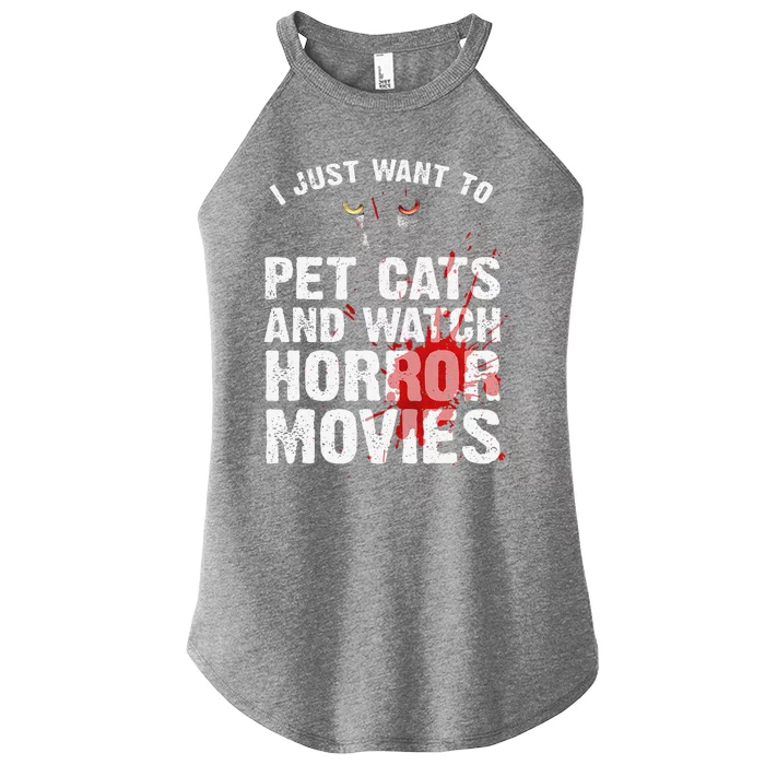 Funny Horror Movie For Women Cat Lover Halloween Movie Women’s Perfect Tri Rocker Tank