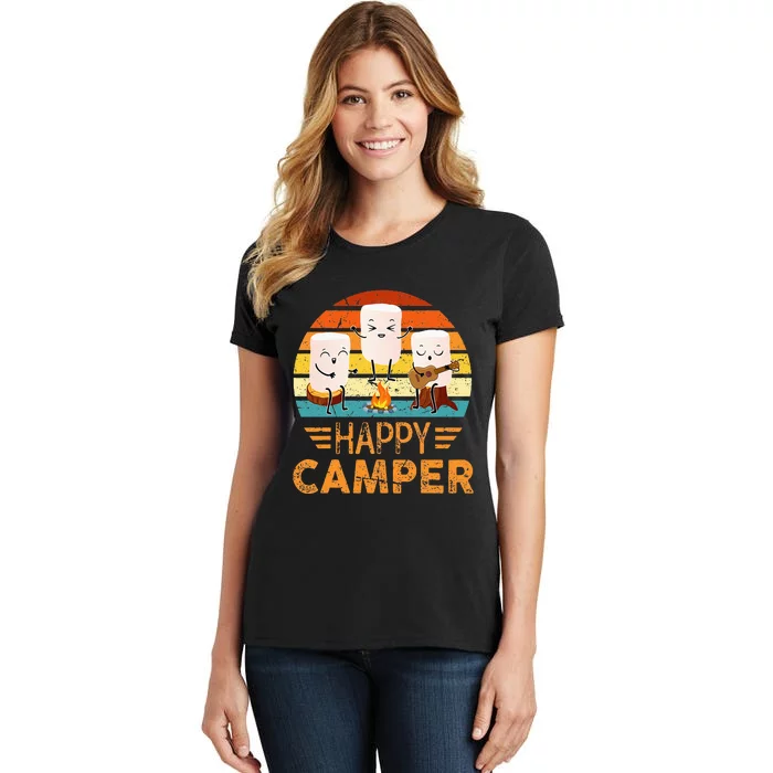 Funny Happy Marshmallow Camper Cute For Kids Women Men Women's T-Shirt