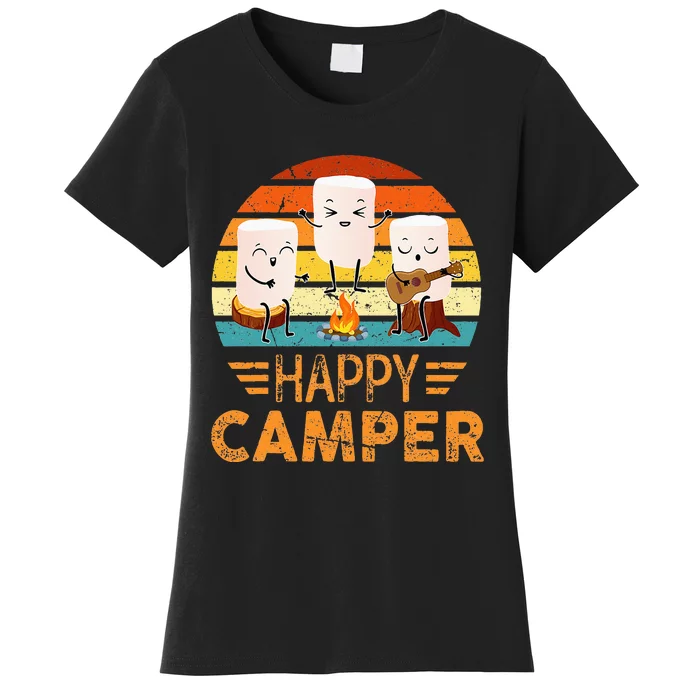 Funny Happy Marshmallow Camper Cute For Kids Women Men Women's T-Shirt