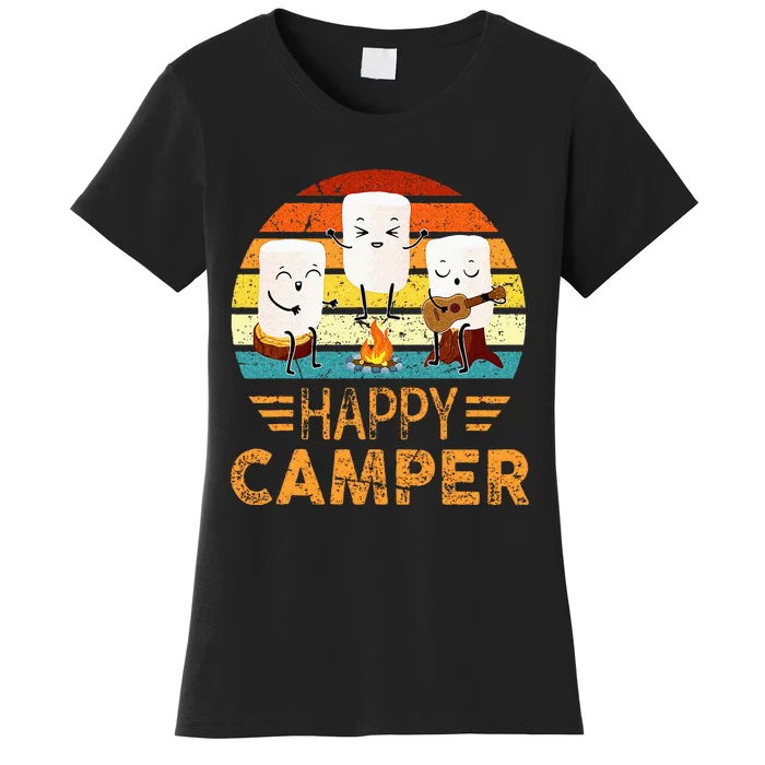 Funny Happy Marshmallow Camper Cute For Kids Women Men Women's T-Shirt