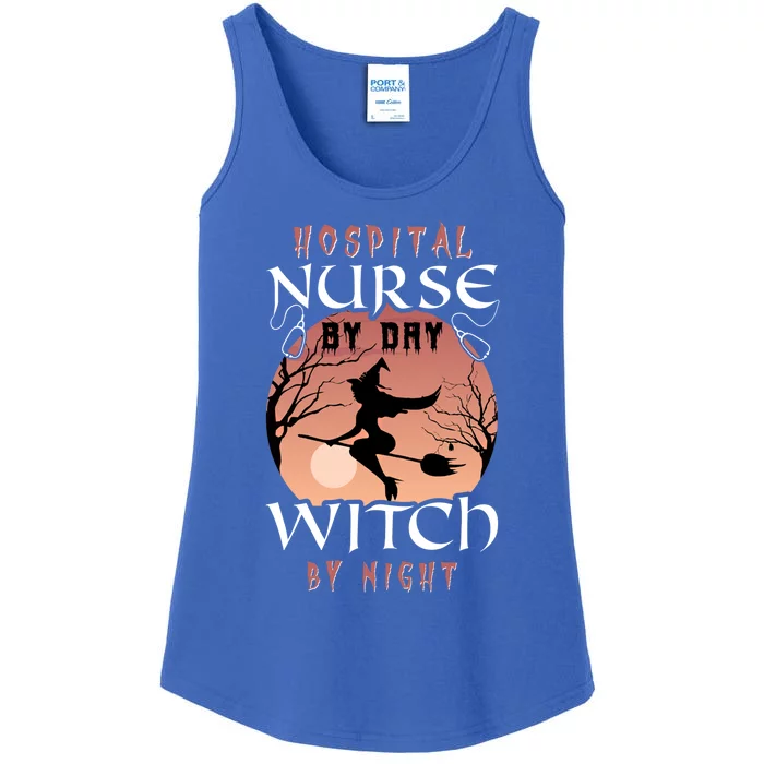 Funny Hospital Nurse By Day Witch By Night Halloween Nurse Gift Ladies Essential Tank