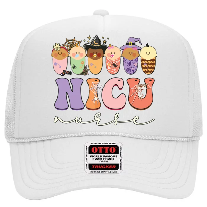 Funny Halloween Nicu Nurse Party Costume High Crown Mesh Trucker Hat