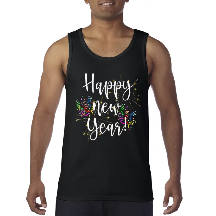 Fun Happy New Year Day Eve Party Fireworks Confetti Costume Tank Top