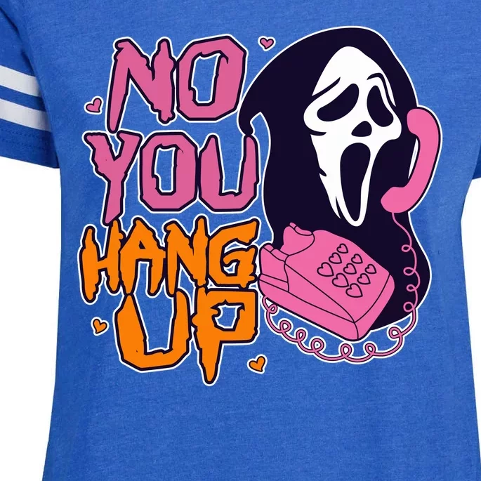 Funny Halloween No You Hang Up Scream Ghostface Mask Enza Ladies Jersey Football T-Shirt