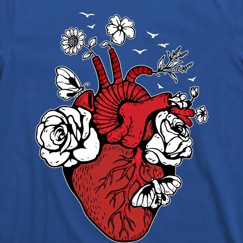 Floral Heart Nurse Cardiac Doctor Health Medical Assistant Gift T-Shirt