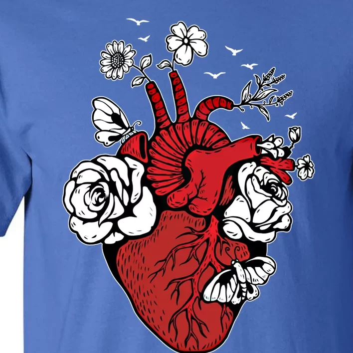 Floral Heart Nurse Cardiac Doctor Health Medical Assistant Gift Tall T-Shirt