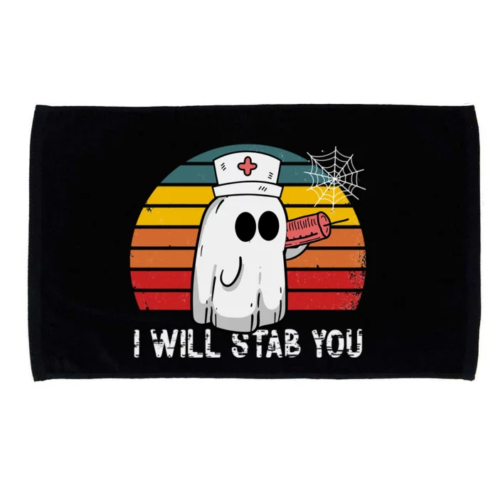 Funny Halloween Nurse Ghost I Will Stab You Retro Gift Microfiber Hand Towel