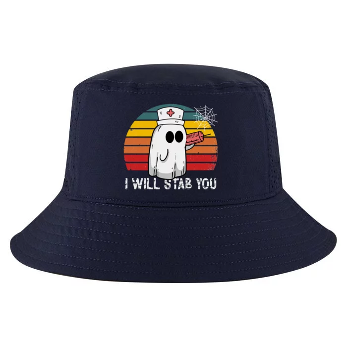 Funny Halloween Nurse Ghost I Will Stab You Retro Gift Cool Comfort Performance Bucket Hat