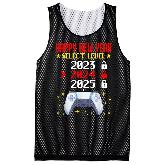 Funny Happy New Year Select Level 2024 Gaming Controller Gift Husband Boyfriend Mesh Reversible Basketball Jersey Tank