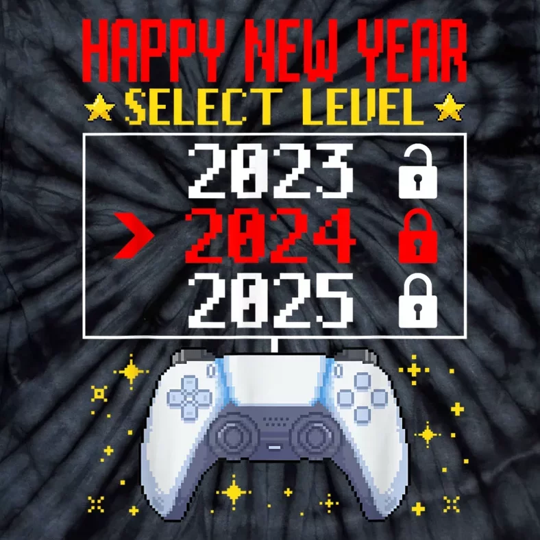 Funny Happy New Year Select Level 2024 Gaming Controller Gift Husband Boyfriend Tie-Dye T-Shirt