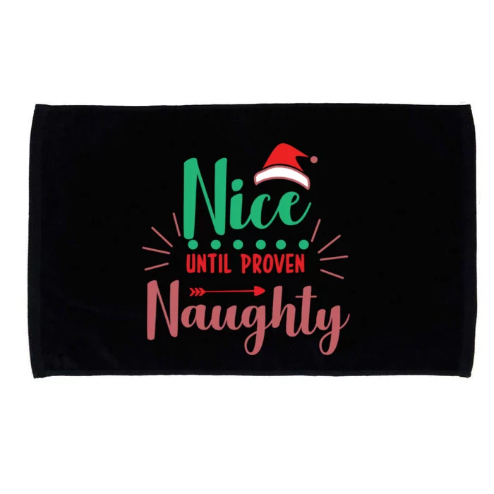 Festive Holiday Nice Until Proven Naughty Design Gift Microfiber Hand Towel