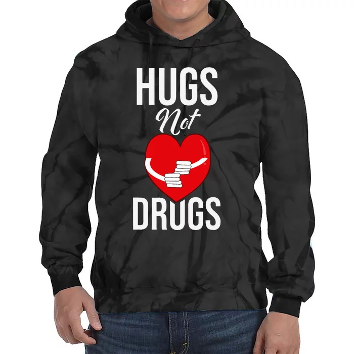 Funny Hugs Not Drugs Red Ribbon Drug Awareness Week Tie Dye Hoodie