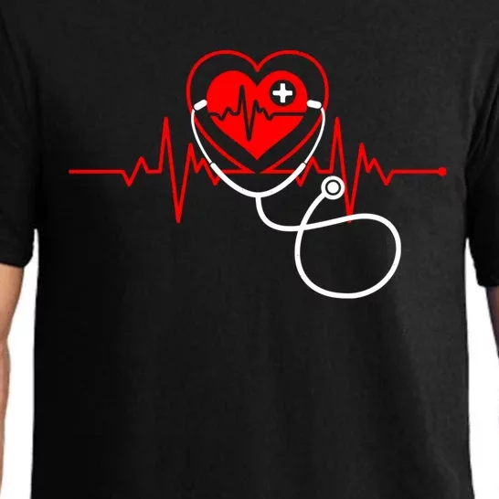 Funny Heartbeats Nurse Love Stethoscope Nursing Medical Gift Pajama Set