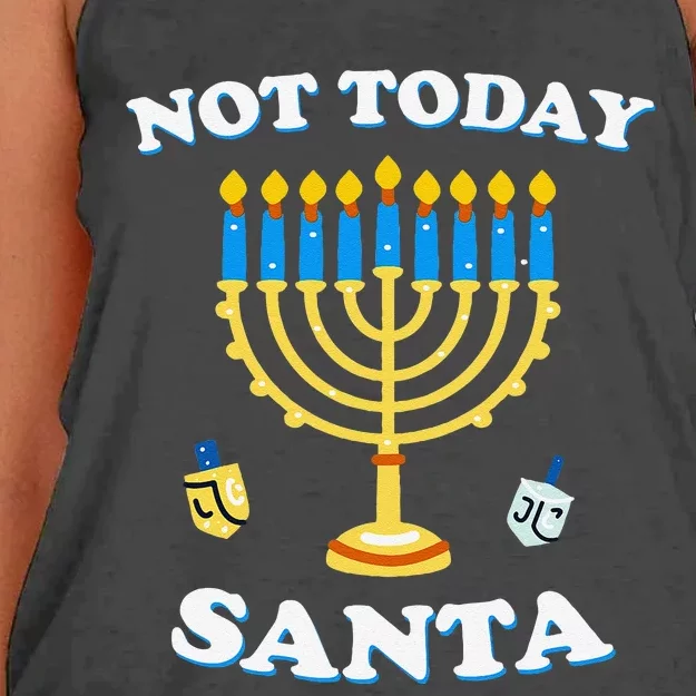 Funny Hanukkah Not Today Santa Jewish Chanukah Women's Knotted Racerback Tank