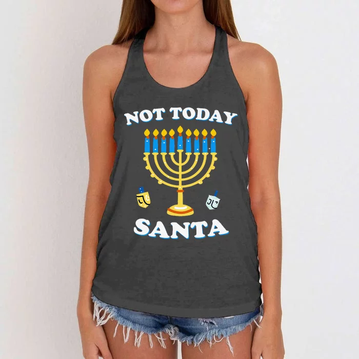 Funny Hanukkah Not Today Santa Jewish Chanukah Women's Knotted Racerback Tank