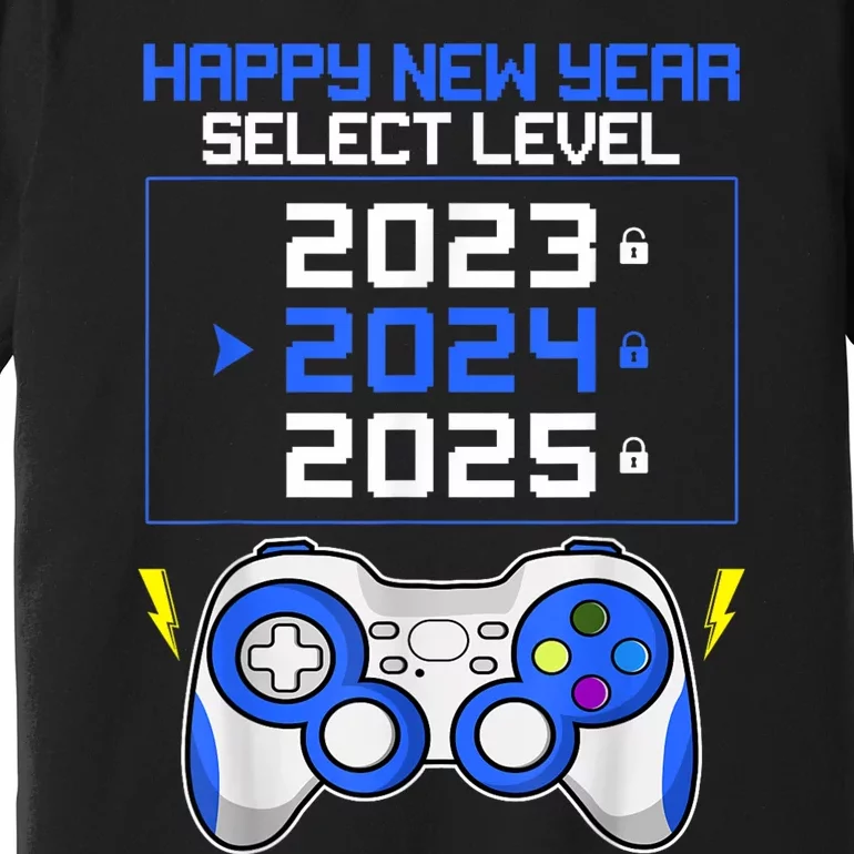 Funny Happy New Year Select Level 2024 Gaming Controller Premium T-Shirt