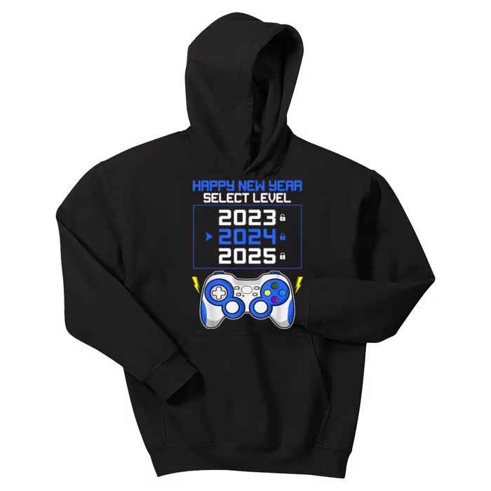 Funny Happy New Year Select Level 2024 Gaming Controller Kids Hoodie