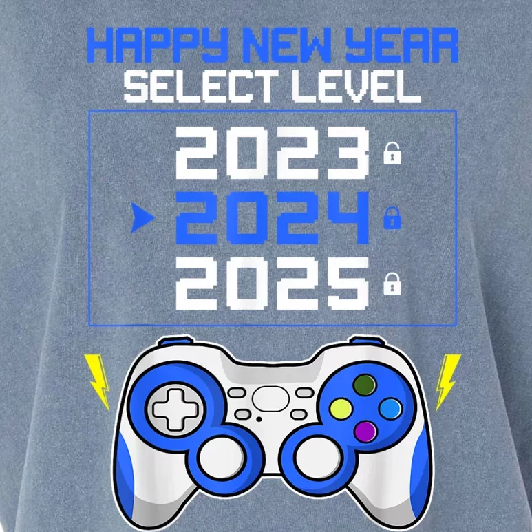 Funny Happy New Year Select Level 2024 Gaming Controller Garment-Dyed Women's Muscle Tee