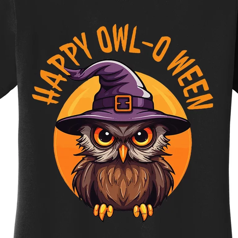 Funny Halloween Owl Design Happy Owloween For Bird Lovers Women's T-Shirt