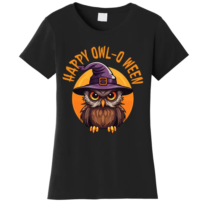 Funny Halloween Owl Design Happy Owloween For Bird Lovers Women's T-Shirt