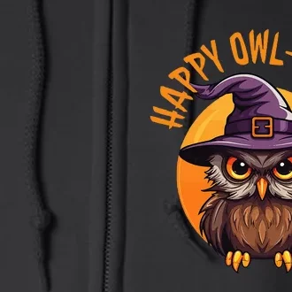 Funny Halloween Owl Design Happy Owloween For Bird Lovers Full Zip Hoodie