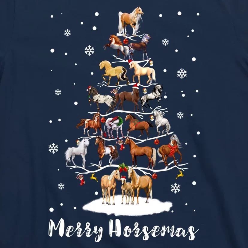 Funny Horse Ornament Tree Light Xmas T-Shirt