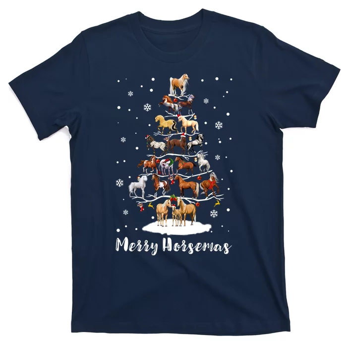 Funny Horse Ornament Tree Light Xmas T-Shirt