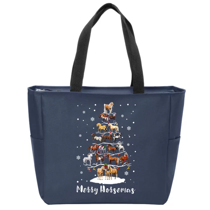 Funny Horse Ornament Tree Light Xmas Zip Tote Bag