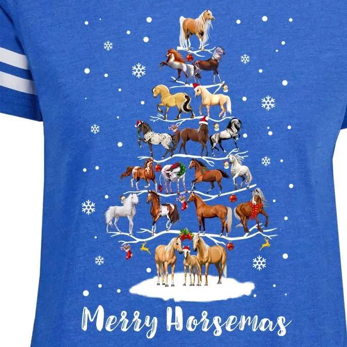 Funny Horse Ornament Tree Light Xmas Enza Ladies Jersey Football T-Shirt