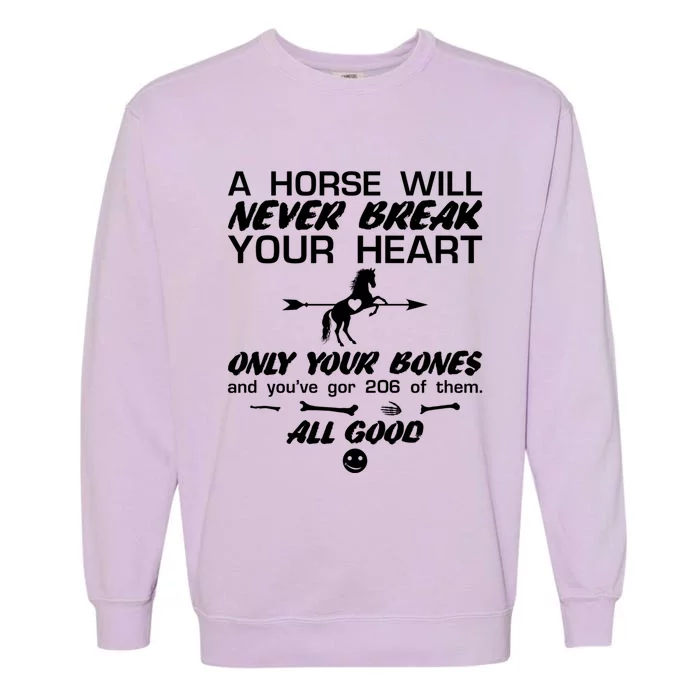 Funny Horse Owner Cute Horse Will Never Break Your Heart Gift Garment-Dyed Sweatshirt